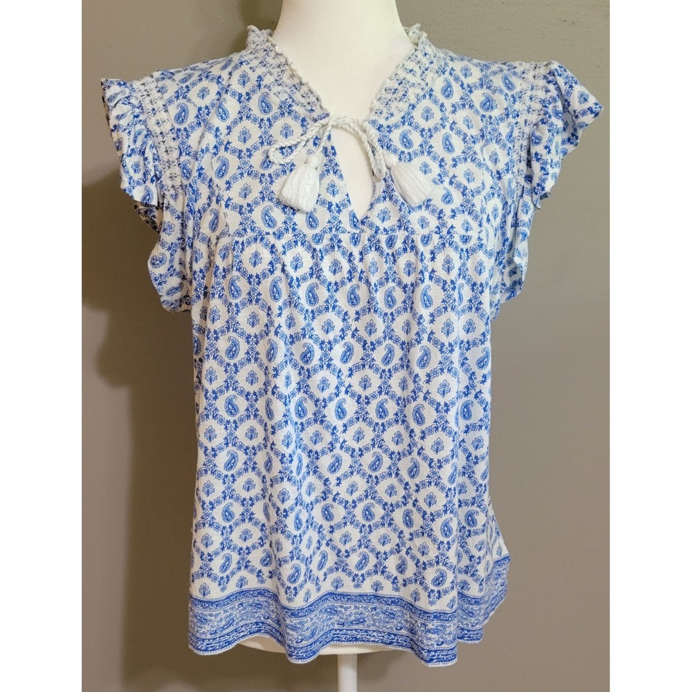 Lucky Brand Soft Cotton Tassel Tie Top